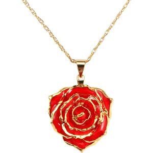 Women's Alive Red Rose Dipped Adjustable Chain Pendant Fashion Necklace